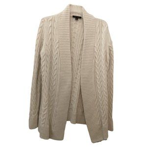 Ann Taylor wool alpaca white chunky braided cardigan sweater sz M